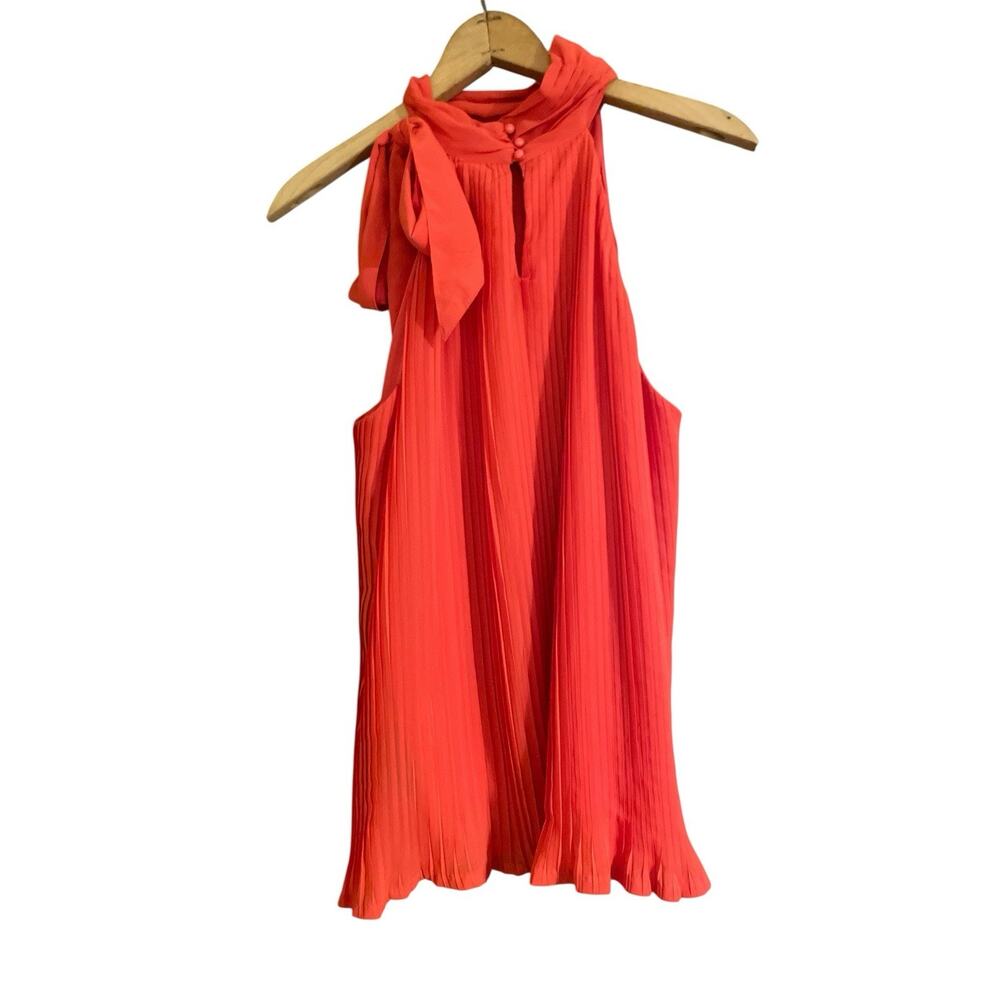 H&M Women's Size 10 Sleeveless Red Halter Top Snap Pleated Tank Racerback